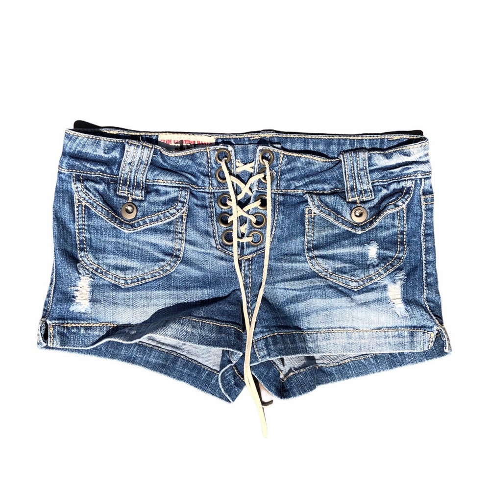 First Kiss Lace Up Jean Shorts